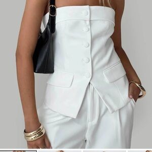 Strapless Button Up Top